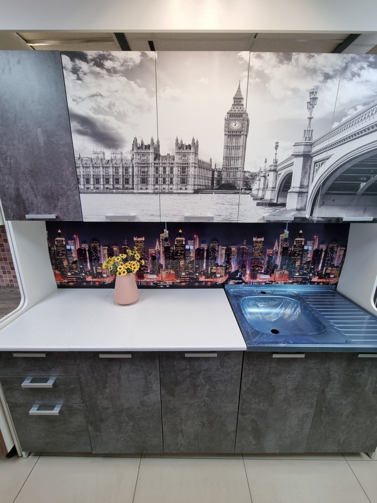 Кухня "Город" с фотопечатью 0 Кухня "Город" с фотопечатью 0